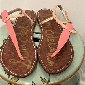 Sam Edelman Pink and Tan Strappy Sandals